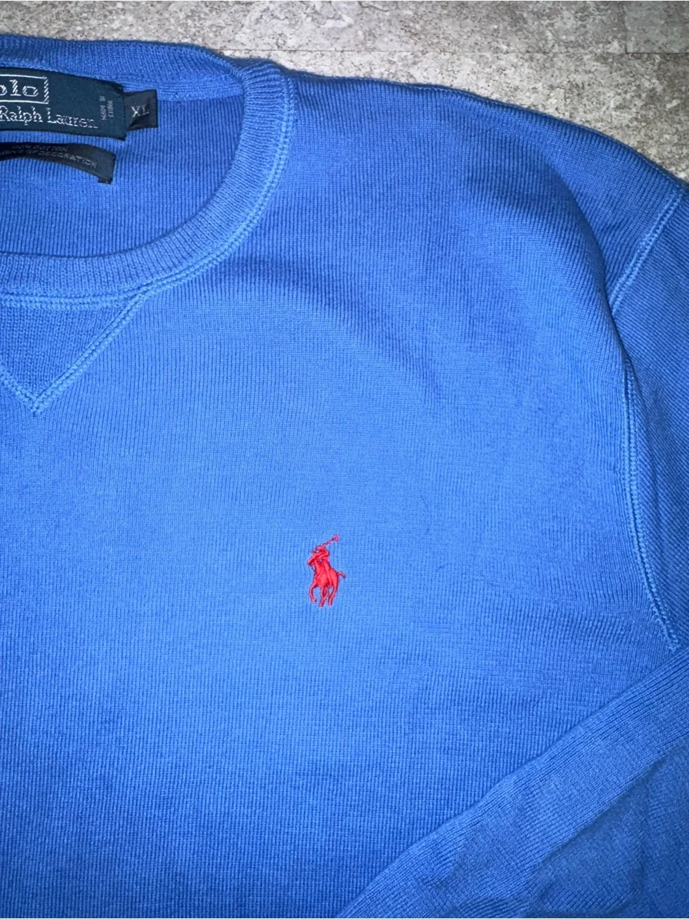 Polo Ralph Lauren Men’s Knit Crew Neck Pullover Sweater Blue Embroidered Logo XL